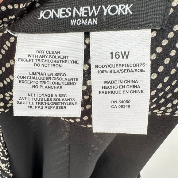 JONES NEW YORK Vintage woman black geometric silk lined classic midi skirt 16W - Picture 8 of 9